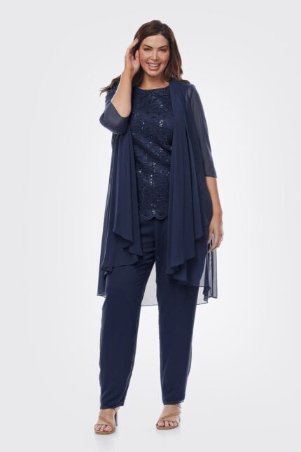 Layla Jones Pant Suit (Navy, Sapphire (Teal), Emerald or Mulberry)